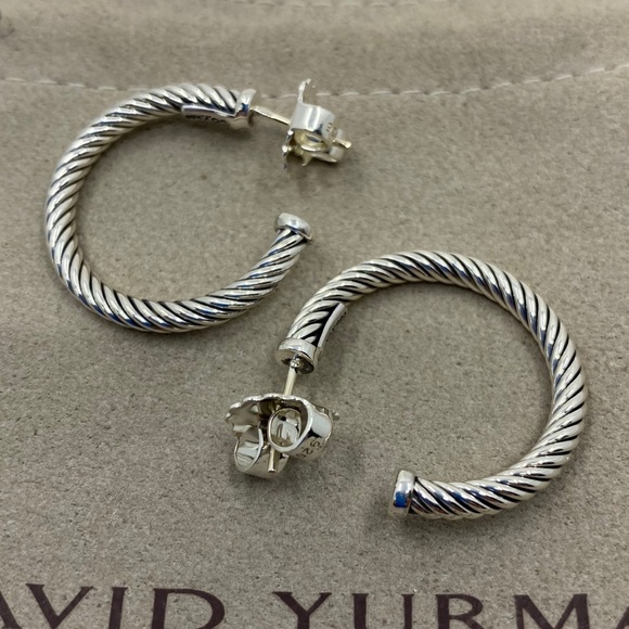 David Yurman 1' Inch Classic Cable Hoop Earrings - Picture 7 of 7